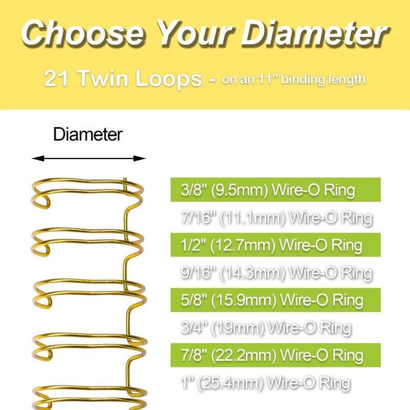 RAYSON WR21254M Wire Binding Spines, Multicolor, 2:1 Pitch Double Loop Binding Wires 1 Inch, 21-Loop Wire Ring Pack of 50 with Black, Gold, Blue, White, Silver - Image 4